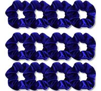 IVARYSS Lot de 12 chouchous bleu roi en velours doux de qualité supérieure, bandes élastiques épaisses de couleurs unies pour femmes et filles