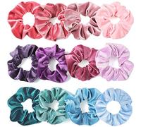 IVARYSS Lot de 12 chouchous en velours pour filles, chouchous doux pour queue de cheval, couleurs mignonnes, élastiques pour adolescentes et femmes