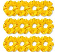 IVARYSS Lot de 12 chouchous jaunes en velours doux de qualité supérieure, bandes élastiques épaisses de couleurs unies pour femmes et filles