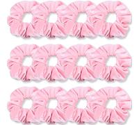 IVARYSS Lot de 12 chouchous roses en velours doux de qualité supérieure, bandes élastiques épaisses de couleurs unies pour femmes et filles