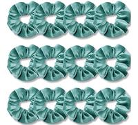 IVARYSS Lot de 12 chouchous verts en velours doux de qualité supérieure, bandes élastiques épaisses de couleurs unies pour femmes et filles