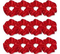 IVARYSS Lot de 12 élastiques à cheveux en velours doux de qualité supérieure pour femmes et filles - Rouge