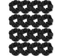 IVARYSS Lot de 16 chouchous pour cheveux, en satin doux que la soie pour femme, accessoires de cheveux tendance pour filles fins et épais, noir