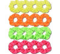 IVARYSS Lot de 16 chouchous pour cheveux, en satin doux que la soie pour femme, accessoires de cheveux tendance pour filles fines | Coiffure de cheveux épais (couleur fluo)