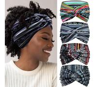 IVARYSS Lot de 4 bandeaux extra larges de style bohème antidérapants pour femme, 17,8 cm de large, nœuds torsadés, accessoires pour cheveux