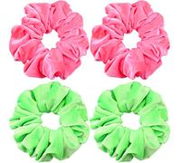 IVARYSS Lot de 4 chouchous extra larges en velours doux pour cheveux des années 80, grande bande élastique de 15,2 cm, accessoires de cheveux pour femmes et filles, néon