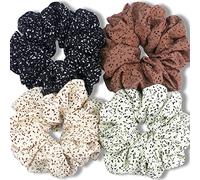 IVARYSS Lot de 4 chouchous extra larges pour cheveux de femme, en satin doux de qualité supérieure, avec bande élastique épaisse de 15,2 cm, pois