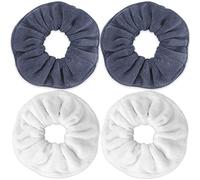 IVARYSS Lot de 4 chouchous super serviettes pour sécher les cheveux, en microfibre absorbante et douce pour éviter les frisottis, grand support de queue de cheval épais pour femmes et filles, blanc