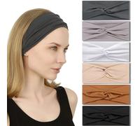 IVARYSS Lot de 6 bandeaux antidérapants pour femme, élastiques à nœuds torsadés, pour yoga, course à pied, entraînement, couleur neutre
