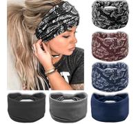 IVARYSS Lot de 6 bandeaux larges pour femme, turban noué, grands bandeaux de style africain, accessoires pour cheveux, ensemble bohème 1