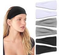IVARYSS Lot de 6 bandeaux pour femme, antidérapants, extensibles de qualité supérieure, accessoires pour cheveux, à porter pour le yoga, la mode, l'entraînement, les voyages ou la course à pied, noir