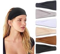 IVARYSS Lot de 6 bandeaux pour femme, antidérapants, extensibles de qualité supérieure, accessoires pour cheveux, à porter pour le yoga, la mode, l'entraînement, les voyages ou la course à pied,