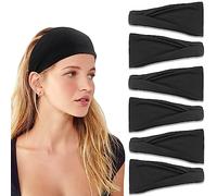 IVARYSS Lot de 6 bandeaux pour femme, antidérapants, extensibles de qualité supérieure, accessoires pour cheveux, à porter pour le yoga, la mode, l'entraînement, les voyages ou la course à pied, noir