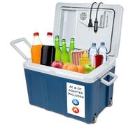 Ivation Electric Cooler & Warmer with Wheels & Handle |48 Quart (45 L) Portable Thermoelectric Fridge For vehicles & Trucks| 110V AC Home Power Cord & 12V Car Adapter for Camping, Travel & Picnics
