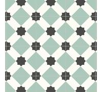 IVC bvba Sol Vinyle First - Effet Carreaux de Ciment géométrique - Vert d'eau - 3 x 5m