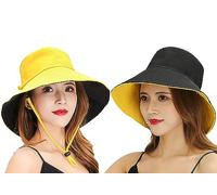 Ivedin | Chapeau de Pêcheur Réversible Léger Homme et Femme | Chapeau d'Explorateur à Large Bord et Double Face | Protection Solaire pour Safari, Plage, Désert, Outdoor, Mode (Coton, Jaune)