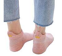 Ivedin Pack de 5 Chaussettes Basses en Coton pour Femme et Fille | Couronne de Reine Brodée sur le Talon | Taille Unique 35 à 40 EU