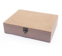 IVEI Boîte rectangulaire vierge en bois MDF uni pour peinture, travaux manuels, découpage, travaux d'art en résine et décoration (dimensions de la boîte : 26,7 x 21,6 x 6,3 cm)