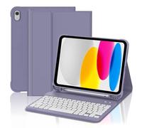 IVEOPPE Clavier iPad A16 11ème Génération 11 Pouces 2025/iPad 10ème Génération 10.9” 2022, Coque Clavier AZERTY sans Fil Bluetooth pour iPad 10eme/11eme avec Fonction de Ranger Le Stylet, Lavande