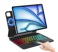IVEOPPE Clavier iPad Air 11 (M2 2024/M3 2025)/Air 5/Air 4/Pro 11 (4/3/2/1 Gen), Flottant Magnétique Conception Clavier avec Touchpad, Rétroéclairage 7 Couleurs, AZERTY Étui Keyboard Magnétique, Noir