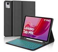 IVEOPPE Coque Clavier pour Lenovo Tab M11 2024 11 Pouces TB330FU/TB330XU | 7 Couleurs Rétroéclairées, Étui Keyboard Détachable Bluetooth sans Fil, AZERTY Français avec Porte Crayon, Noir