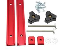Iverntech Lot de 2 glissières en aluminium rouge de 300 mm avec rainure en T, équipées de curseurs M8, vis M8 avec vis à tête hexagonale, vis autotaraudeuses pour gabarits de menuiserie