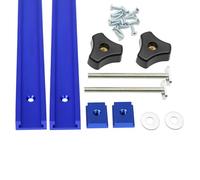 Iverntech Lot de 2 rails à rainure en T bleu 1000 mm en aluminium avec curseur M8, vis M8 avec vis à bouton, vis autotaraudeuses pour gabarit de travail du bois
