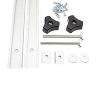 Iverntech Lot de 2 rails de rainure en T en T en aluminium argenté de 500 mm avec curseur M8, vis M8 avec vis à bouton, vis autotaraudeuses pour gabarits de travail du bois