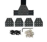 Iverntech Lot de 4 connecteurs d'angle en T 2040 en aluminium avec 12 trous pour fente T/V de 6 mm - Comprend 48 rainures en T M5 + 48 vis M5 + 1 clé (noir)