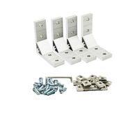 Iverntech Lot de 4 équerres d'angle argentées pour profil d'extrusion en aluminium 3030, 4 trous à l'intérieur, supports d'angle solides avec 16 vis M6 + 16 écrous en T M6