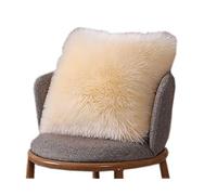 Ivie Housse de coussin en fausse fourrure de Mongolie pour canapé Deluxe Home série décorative en laine mérinos super douce 45,7 x 45,7 cm/50,8 x 50,8 cm (beige, 45,7 x 45,7 cm)
