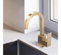 iVIGA Robinet de cuisine, pivotant à 360°, haute pression, en acier inoxydable, pour cuisine, camping-car, salle de bain, doré