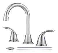 iVIGA Robinet de salle de bain généralisé à 2 poignées et 3 trous avec bouchon de vidange pop-up, robinet de toilette en nickel brossé avec tuyaux d'alimentation et ensemble de vidange pour toilettes,