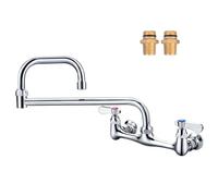 IVIGA Robinet d'évier commercial avec bec articulé pivotant de 45,7 cm, robinet de cuisine mural de 20,3 cm central, robinet utilitaire en laiton à double poignée avec bras oscillants à double