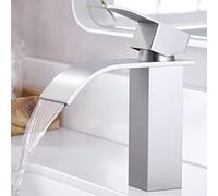 iVIGA Robinet Salle de Bain en Acier Inox, Robinet de Lavabo Cascade, Mitigeur de Lavabo Vasque Robinetterie Nickel Brossé