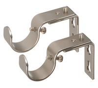 Ivilon Lot de 2 supports de projection courts pour tringles à rideaux - Pour tringles de 1 ou 1 1/8" - Nickel satiné