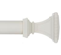 Ivilon Tringle à rideaux de traitement pour fenêtre - Embouts carrés sculptés, tige de 3,8 cm, 71,1 à 122 cm - Blanc/ivoire