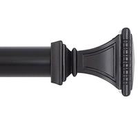Ivilon Tringle à rideaux pour fenêtre de traitement - Embouts carrés sculptés, tige de 3,2 cm, 71,1 à 121,9 cm, noir