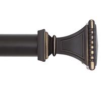 Ivilon Tringle à rideaux pour fenêtre de traitement - Embouts carrés sculptés, tige de 3,2 cm, 71,1 à 122 cm - Noir antique