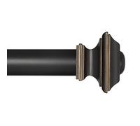 Ivilon Window Treatment Curtain Rod - Square Finials, 1 1/8 in Rod, 28 to 48 Inch, Antique Black