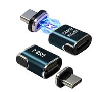 IVIVTOR Adaptateur USB C Magnétique - 2 Pack Aimanté Connecteur 24 Broches Magnetic USB-c Adapter 240W 80Gbps 8K Charge Rapide & Transfert Données pour PC Portable Tablette Smartphone - De l'étain