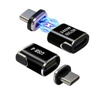 IVIVTOR Adaptateur USB C Magnétique - 2 Pack Aimanté Connecteur 24 Broches Magnetic USB-c Adapter 240W 80Gbps 8K Charge Rapide & Transfert Données pour PC Portable Tablette Smartphone - Noir