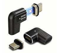 IVIVTOR Lot de 2 adaptateurs magnétiques USB C - 240 W - Type C - Connecteur magnétique coudé - 24 broches - Avec charge rapide 80 Gbps 8 K et transfert de données - Pour ordinateurs portables