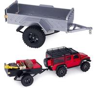 IVLAZLRG AMK 360G Aluminium RC Trailer Compatible avec 1/18 1/24 Crawlers tels Que SCX24 AX24 K10 F150 en Rouge(Dark Grey)
