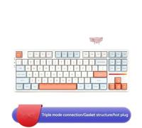 IVLAZLRG Clavier de Jeu Ergonomique Personnalisable Personnalisable Mécanique Full-Key Hot Pild Compatible avec la Structure de Joint à 3 Modes d'Athena V87 / V87PRO(Jelly Orange B)