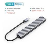 IVLAZLRG ORICO USB 3.2 Type C Hub avec 4 Ports Prend en Charge PD100W SD TF TF Splitter et Adaptateur OTG pour Les Accessoires PC et Ordinateur(DHF-4C)