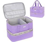 IVODEELA Boite Rangement Vernis à Ongles,Double Couche Sac Rangement Vernis et Lampe UV pour 40 Bouteilles 15 ML,Malette Rangement Onglerie,Violet