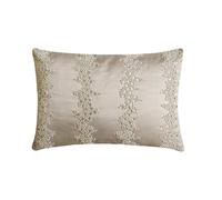Ivoire Décoratif Housse de coussin lombaire 30x40 cm | Moderne Satin Housse de coussin Abstrait | Broderie à la main de perles et de cristaux Taies d'oreiller pour canapé, sofa et lit - Pearl Enigma