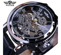 (Ivoire) T-winner Hommes Relogios Squelette Montres Marque Luxe Cuir Rayé Montre-Bracelet Hommes Mécanique