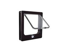 IVOL Chatière pour chat - Avec fonction de fermeture - Installation facile - Porte pour chat - Fermeture magnétique 4 voies (L, marron)